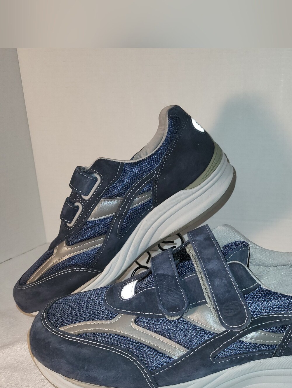 SAS JV Mesh Blue Mens Shoes Sz 8.5 W Wide Width E Hook Loop Closure Comfort NEW